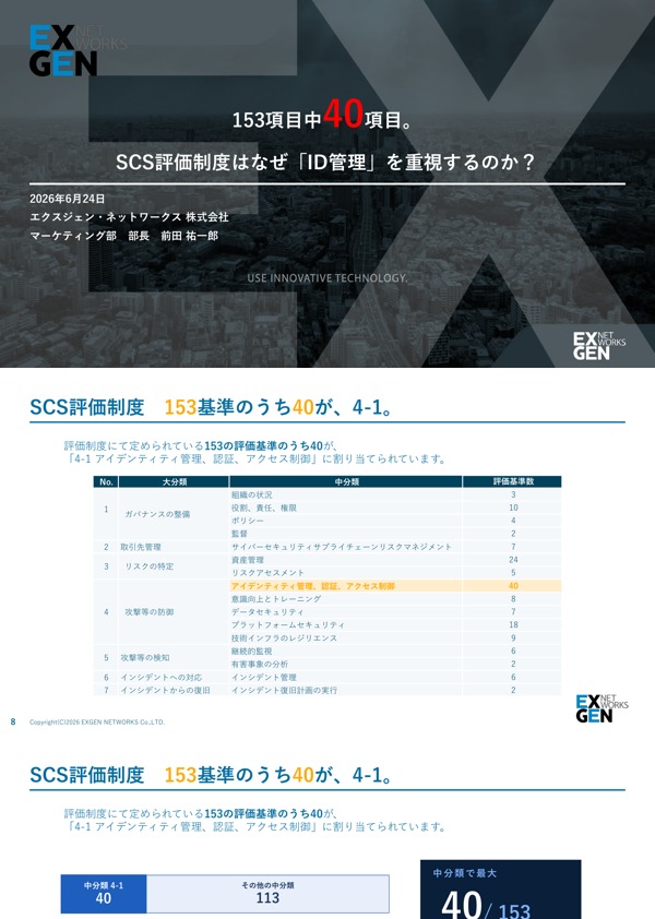 153項目中40項目。SCS評価制度はなぜ「ID管理」を重視するのか？